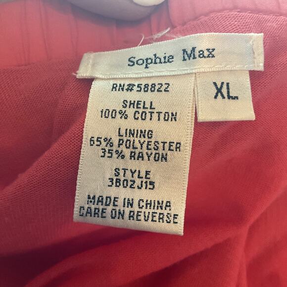 Sophie Max Orange Boho/Peasant Lined Tie Waist Embroidery Hem Cotton Skirt Sz XL - Picture 6 of 7